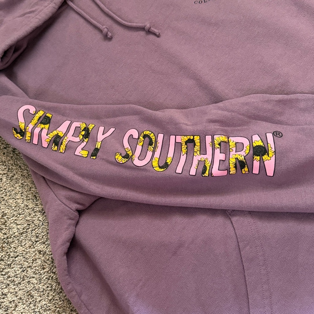 Simply southern purple sunflower hoodie size large - Picture 3 of 5